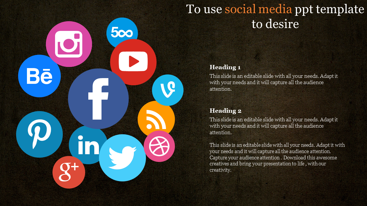 Social Media Ppt Template With Dark Background SlideEgg